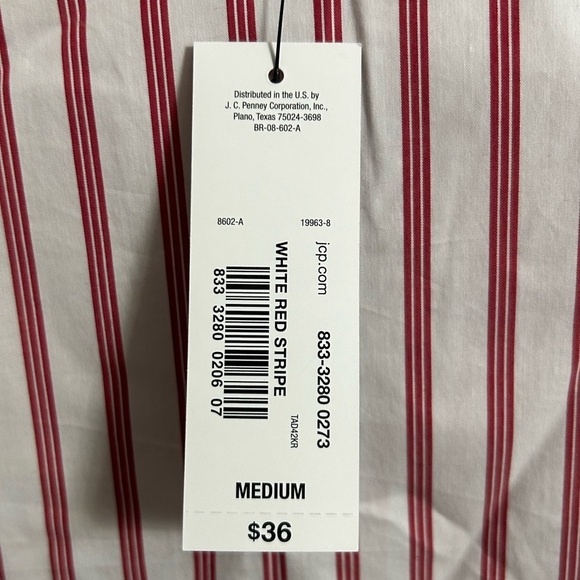 Worthington Women’s Blouse Red/White Striped Cotton Blend 3/4 Sleeves Shirt Sz M - Picture 5 of 6